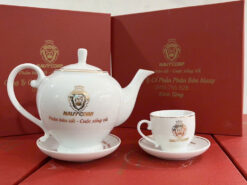 Bộ ấm chén in logo quà tặng mẫu công ty hóa chất cao cấp