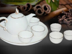 Bộ Ấm Chén Minh Long Mẫu Đơn IFP Kẻ Chỉ Vàng 0.3L