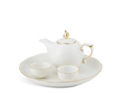 Bộ Ấm Chén Minh Long Mẫu Đơn IFP Kẻ Chỉ Vàng 0.3L