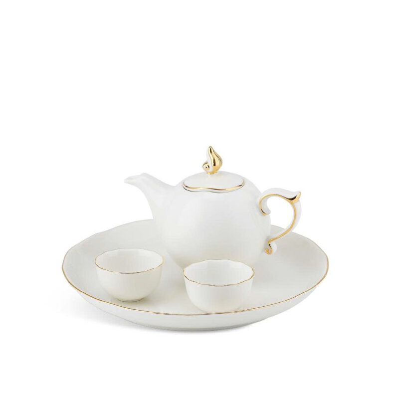 Bộ Ấm Chén Minh Long Mẫu Đơn IFP Kẻ Chỉ Vàng 0.3L