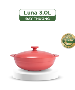 Nồi dưỡng sinh Luna (Nồi cạn) 3.0 L + nắp (CK) (bếp từ) - HealthyCook - Màu Đỏ