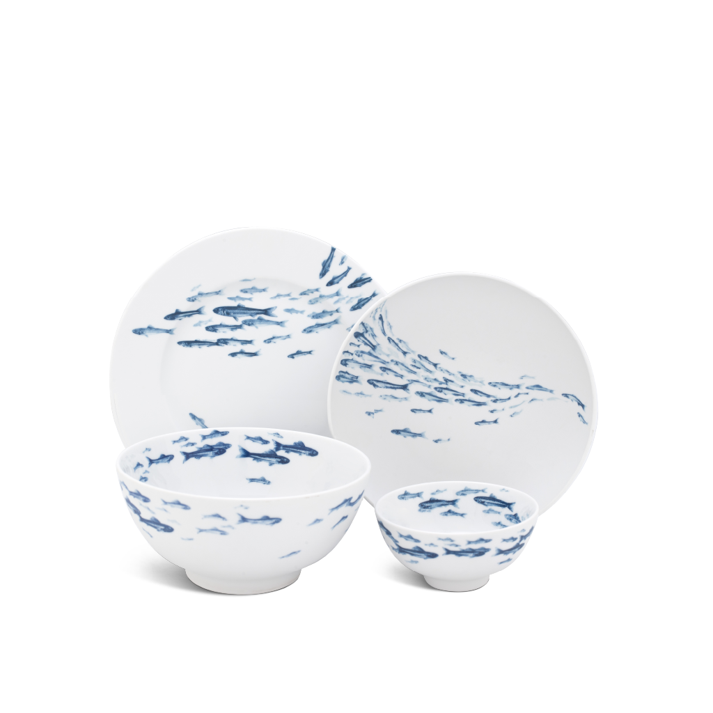 Bộ đồ ăn 10 sản phẩm Jasmine cá cơm sương mờ